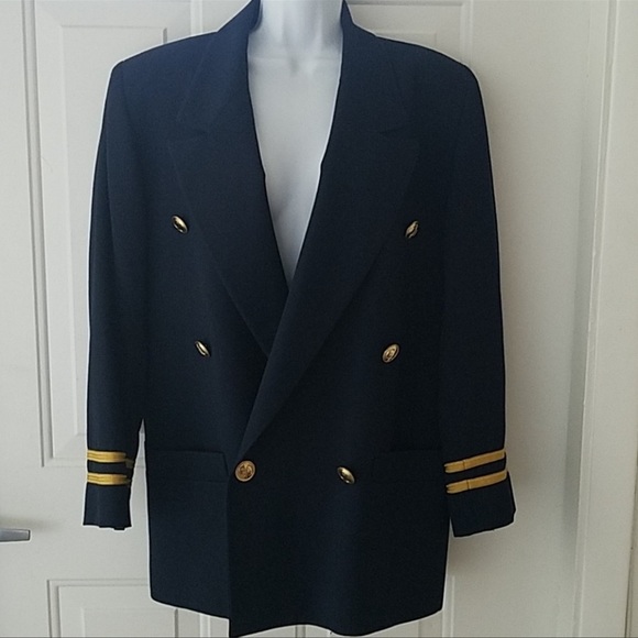 Vtg Christian Dior Blazer Jacket Captain Coat Nautical Aviation Military M L - Picture 8 of 12